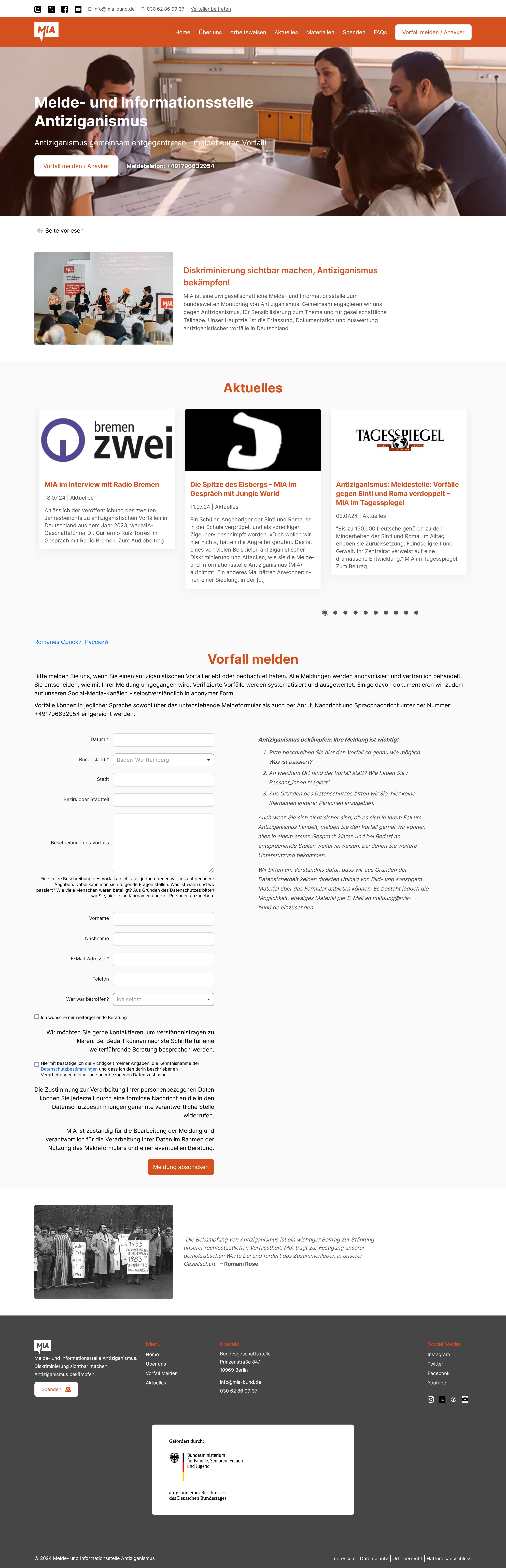 MIA – Melde- und Informationsstelle Antiziganismus